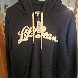 L.L. Bean Navy Hoodie with White Logo - New